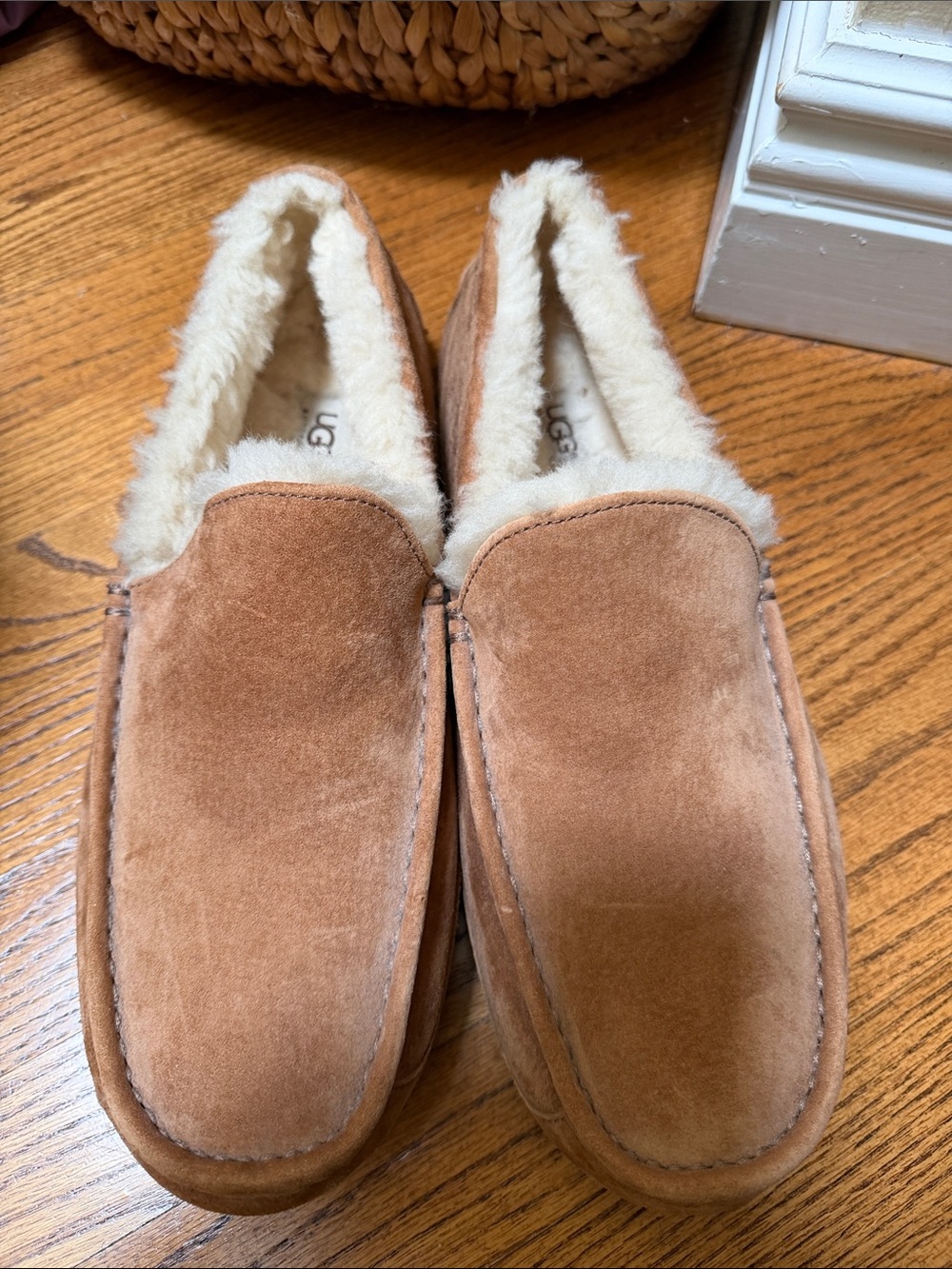 UGG Men's Chestnut Brown Suede Shearling Slippers